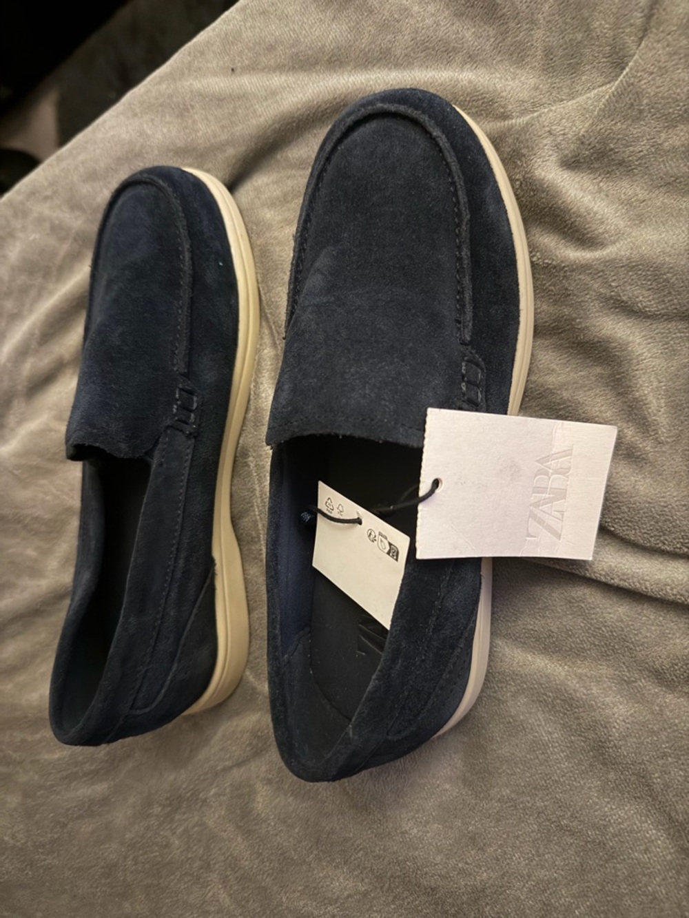 Zara Kids Navy Suede Slip-On Loafers - Picture 2 of 5